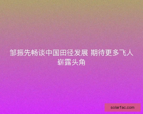 邹振先畅谈中国田径发展 期待更多飞人崭露头角